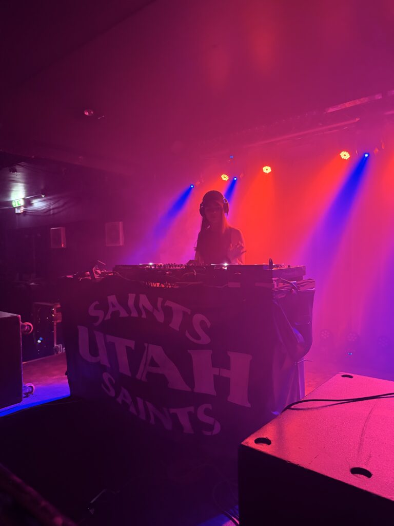 Photo taken at Utah Saints gig KU Stockton of Dj Grace Garcia, the warm-up act, 6th March 2026 by Joanna Long, Echoes In Ink