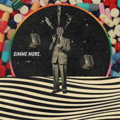 Artwork for 'Gimme More' from Stereo Silence, reviewed by Joanna Long, Echoes In Ink