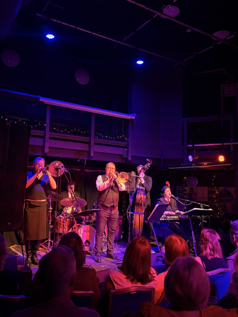 Photo of Davina and the Vagabonds at Cluny 2 May 2026, reviewed by Joanna Long of Echoes In Ink