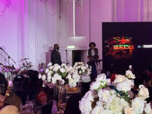 Teinye Boyle, founder of AFRIBALL, and Dame CHi Onwurah DBE MP, keynote speakers at AFRIBALL 2026, Assembly Rooms, Newcastle, 30th May 2026, reviewed by Joanna Long from Echoes In Ink