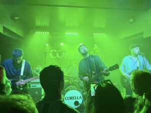 Photo of Joanna Long with Corella at the live gig in May at KU in Stockton, taken for a review of the event