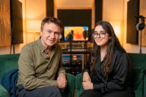 Photo of Serge Gorbman, composer, and Ofri Afrek, vocalist, for an interview following the release of 'Farewell Song' a cinemetic masterpiece, with Joanna Long from Echoes In Ink