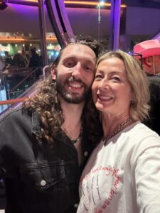 Photo of George Bailey and Joanna Long, of Echoes In Ink, after performing at ARC, Stockton, in May 2026, launching Geirge's new EP, 'Dream'.