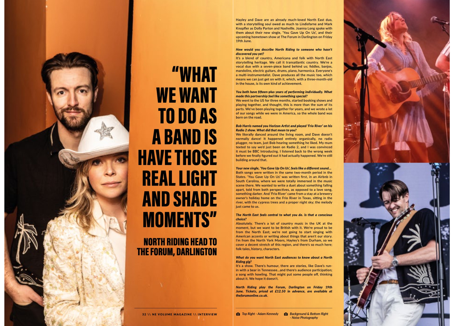 Image of North Riding representing the band for an interview carried out by Joanna Long of Echoes In Ink for NE Volume Magazine