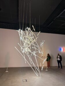 Photo of Cerith Wyn Evans' 'Neon Forms (after Noh II) 2015, installed in The Light, Durham as part of the Victory Over The Sun: Encounters With Light exhibition, August 2026
